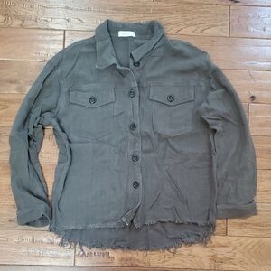 Em & Elle Linen Blend Raw Edge Shaket